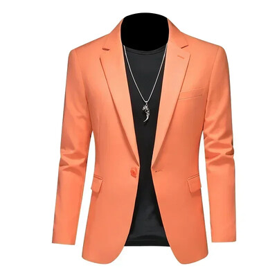 Μόδα Ανδρικά επαγγελματικά Casual Blazer Μαύρο Λευκό Κόκκινο Πράσινο Μονόχρωμο Σακάκι Κοστούμι Γαμπρού σε λεπτή εφαρμογή Παλτό M-6XL