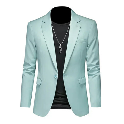Μόδα Ανδρικά επαγγελματικά Casual Blazer Μαύρο Λευκό Κόκκινο Πράσινο Μονόχρωμο Σακάκι Κοστούμι Γαμπρού σε λεπτή εφαρμογή Παλτό M-6XL