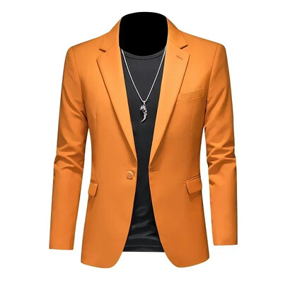 Μόδα Ανδρικά επαγγελματικά Casual Blazer Μαύρο Λευκό Κόκκινο Πράσινο Μονόχρωμο Σακάκι Κοστούμι Γαμπρού σε λεπτή εφαρμογή Παλτό M-6XL