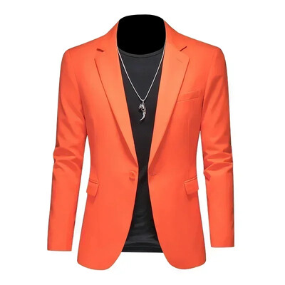 Μόδα Ανδρικά επαγγελματικά Casual Blazer Μαύρο Λευκό Κόκκινο Πράσινο Μονόχρωμο Σακάκι Κοστούμι Γαμπρού σε λεπτή εφαρμογή Παλτό M-6XL