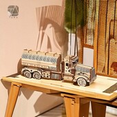 Тада 3D дървени играчки-пъзели Подвижен резервоар Кола играчка за сглобяване Подарък за деца Възрастен Модел Комплекти строителни блокове