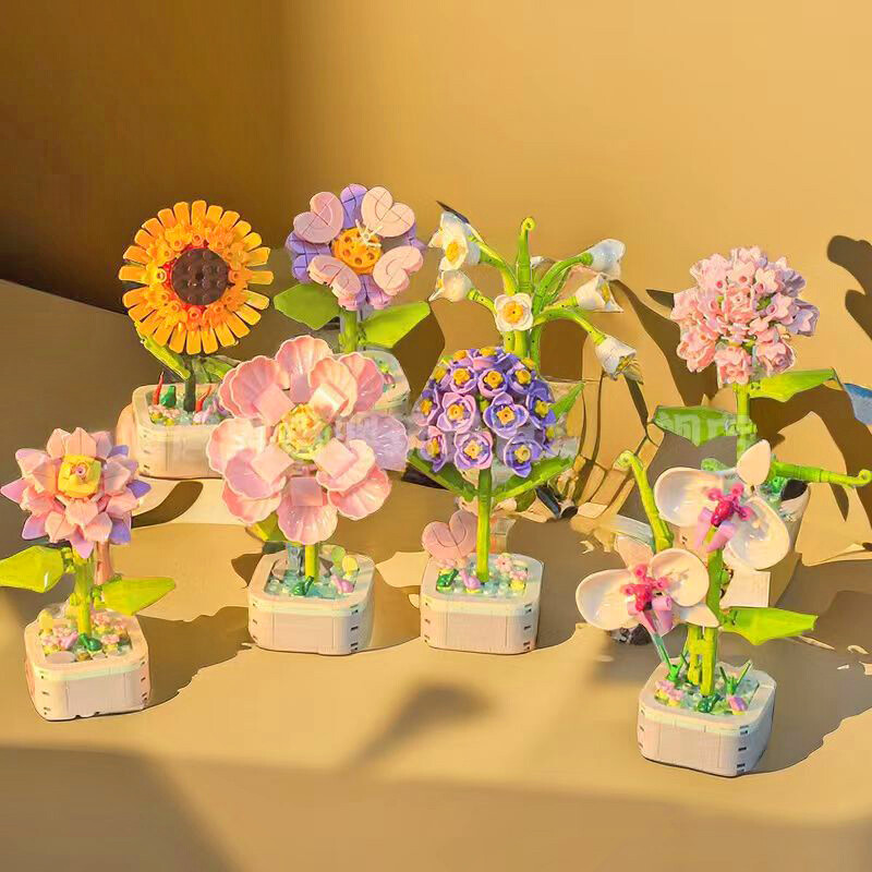 Loomingulised lilled, ehitusklotsid, surematud lilled, potitaimed, mänguasjamudelid, lauakaunistused, jõulukingid tüdrukutele
