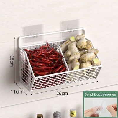 Seinale paigaldatav hoiurest Sibul Ingver Küüslauk Köögiviljad Puuviljad Köök Veekindel riiul Maitseained Vürtspunšivaba äravoolukorv