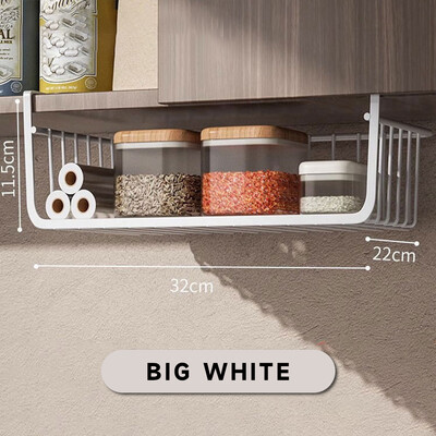 1 tk valge/must rippuv võrgukorv raudmaterjal Suure mahutavusega rippuv kapi all seinakapp hoiukorv Köögitööriistad