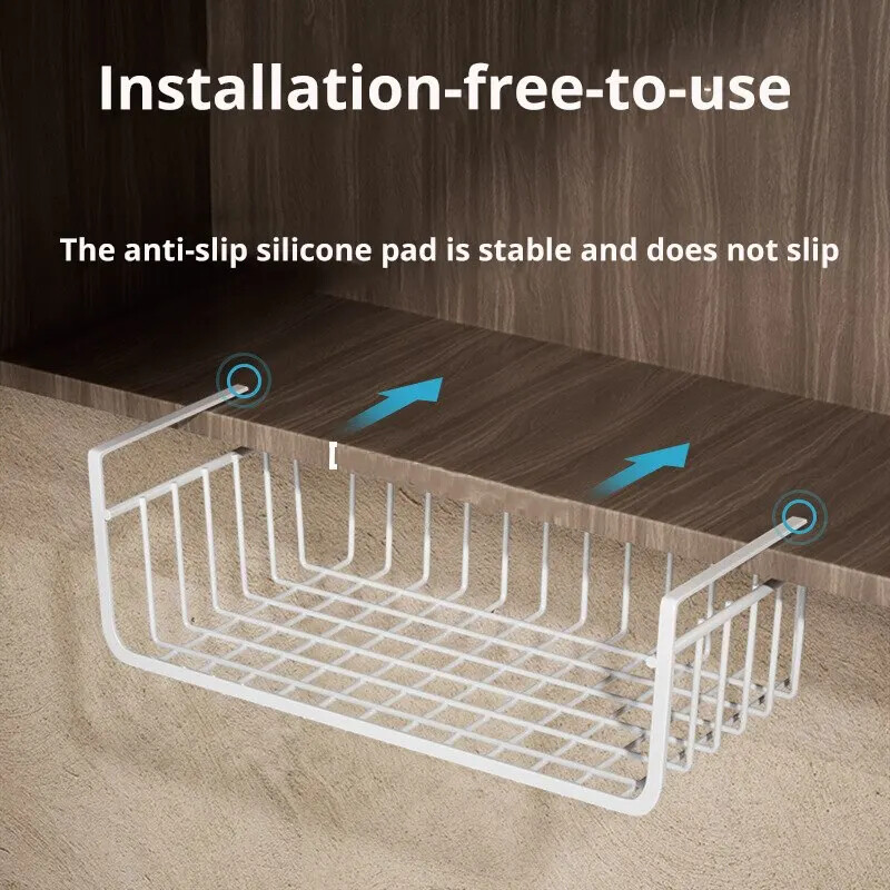 1 tk valge/must rippuv võrgukorv raudmaterjal Suure mahutavusega rippuv kapi all seinakapp hoiukorv Köögitööriistad