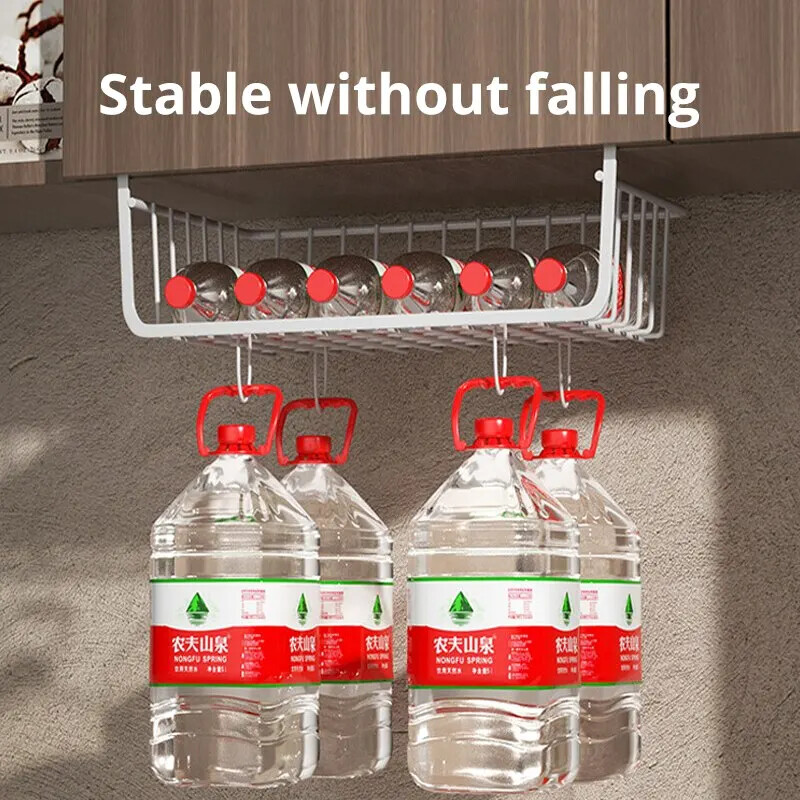 1 tk valge/must rippuv võrgukorv raudmaterjal Suure mahutavusega rippuv kapi all seinakapp hoiukorv Köögitööriistad