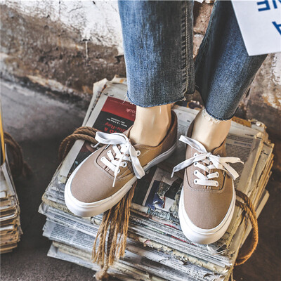 Naiste tossud vabaaja vulkaniseeritud jalanõud Ulzzang klassikaline rula lõuend kingad valged mustad lamedad Tenis Feminino