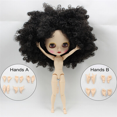 ICY DBS Blyth nukk 1/6 bjd liigend keha valge nahk matt nägu tume nahk läikiv nägu lokkis juuksed afrojuuksed mänguasi 30cm