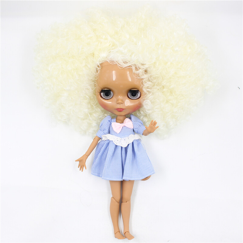 ICY DBS Blyth nukk 1/6 bjd liigend keha valge nahk matt nägu tume nahk läikiv nägu lokkis juuksed afrojuuksed mänguasi 30cm