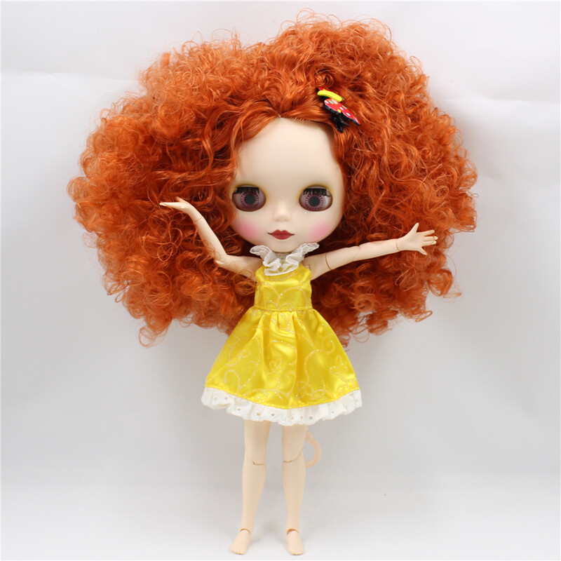 ICY DBS Blyth nukk 1/6 bjd liigend keha valge nahk matt nägu tume nahk läikiv nägu lokkis juuksed afrojuuksed mänguasi 30cm