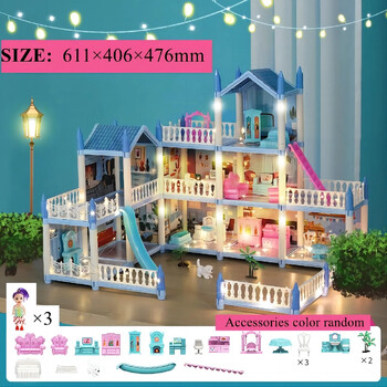 Diy Villa Castle Model Toy Simulation Princess Doll House Girl Girl Play Set Home Lighting Villa