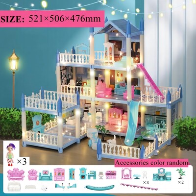 Diy Villa Castle Model Toy Simulation Princess Doll House Girl Girl Play Set Home Lighting Villa