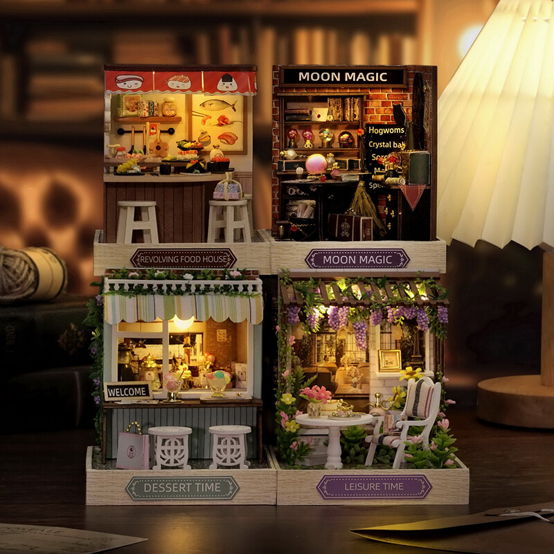 DIY mini koka leļļu māja ar putekļu pārklājumu, 2014. gada DIY mazās mājas komplekts, salikšanas telpu modeļu izgatavošana Rotaļlietas bērna dzimšanas dienas dāvanai