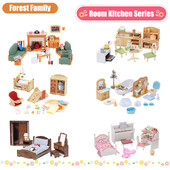 Миниатюрни аксесоари за куклена къща 1/12 Forest Family Home Furniture Set Кухненски тенджери за деца Момичета Подарък