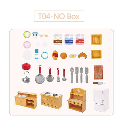 Миниатюрни аксесоари за куклена къща 1/12 Forest Family Home Furniture Set Кухненски тенджери за деца Момичета Подарък