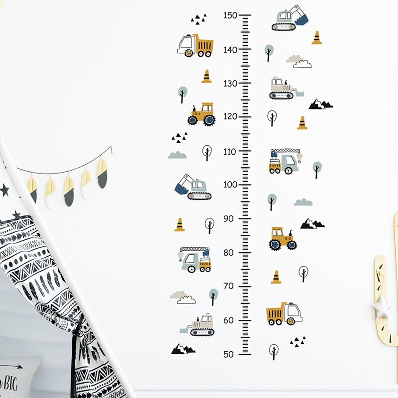 1 tk multifilmi auto kõrguse mõõtmise seinakleebised veekindlaks eemaldatavaks PVC-st lastetoa lasteaia kodukaunistamiseks