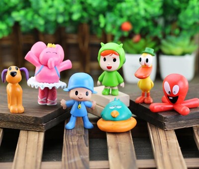 7db/készlet Pocoyo állatjáték madárkacsa elefánt baba modell jelenet díszek anime rajzfilm aranyos PVC figurák játékok