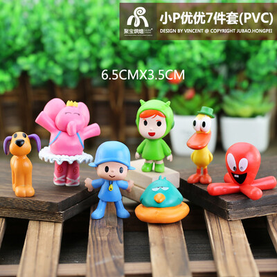 7Pcs/Set Pocoyo Животно Играчка Птица Патица Слон Кукла Модел Сцена Орнаменти Аниме Карикатура Сладки PVC фигурки Играчки