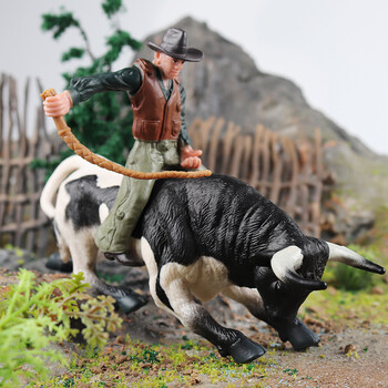 Oenux Farm Animals Ταυρομαχίες Cowboy Simulation Poultry Cattle Calf Bull OX Action Figures Collection Pvc Model Toy Kids Gift