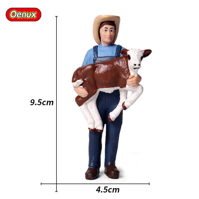 Oenux Farm Animals Корида Каубой Симулация Домашни птици Говеда Теле Бик OX Екшън фигурки Колекция Pvc Модел Играчка Детски подарък