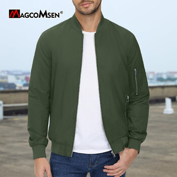 MAGCOMSEN Ανδρικό μπουφάν Aviator Ελαφρύ casual ανοιξιάτικο φθινοπωρινό αντιανεμικό παλτό με τσέπες με φερμουάρ Μπουφάν εργασίας ταξιδιού