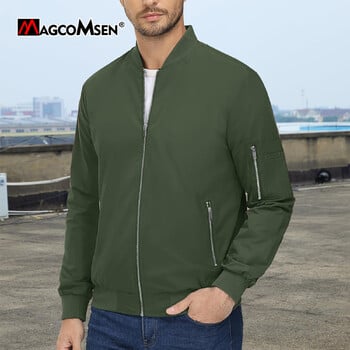 MAGCOMSEN Ανδρικό μπουφάν Aviator Ελαφρύ casual ανοιξιάτικο φθινοπωρινό αντιανεμικό παλτό με τσέπες με φερμουάρ Μπουφάν εργασίας ταξιδιού