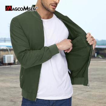 MAGCOMSEN Ανδρικό μπουφάν Aviator Ελαφρύ casual ανοιξιάτικο φθινοπωρινό αντιανεμικό παλτό με τσέπες με φερμουάρ Μπουφάν εργασίας ταξιδιού