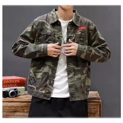 Jachetă de camuflaj pentru bărbați, ușoară, primăvară, toamnă, jachetă sport aviație, model de zbor la modă, uniformă de baseball din denim