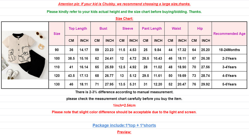 2 TK lapse poisi rõivakomplekt, karutrükis nööbiga lühikeste varrukatega topp + lühikesed püksid, moekas sünnipäevapeo komplekt 1–6-aastasele poisile