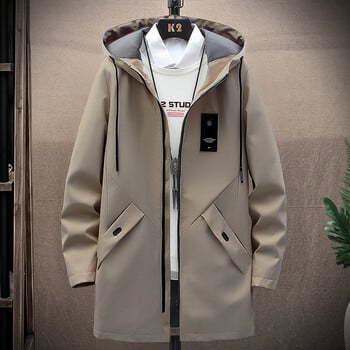 BOLUBAO 2023 Outdoor Casual Trench Coat για άντρες Βαμβακερή ζακέτα με κουκούλα πάνω από το γόνατο Ανδρική καμπαρντίνα υψηλής ποιότητας σχεδίασης