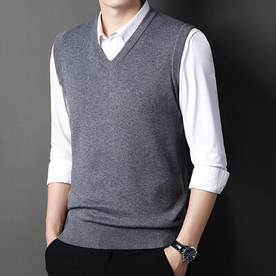 Meeste ühevärviline kampsun, vest vabaaja mood, soe topp