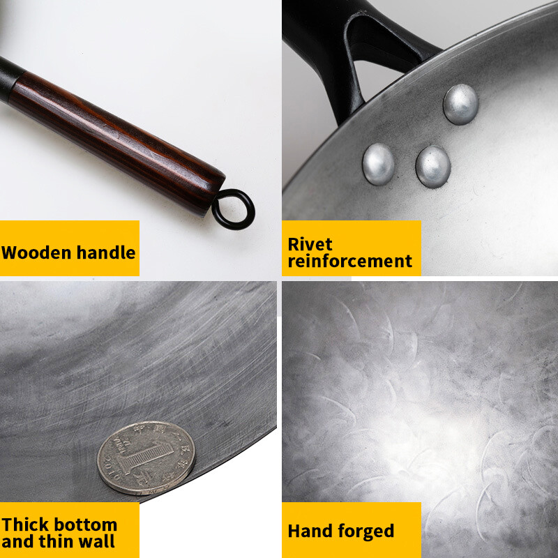 Majapidamises kasutatavad triikrauad, käsitsi sepistavad rauast pann puidust käepidemega puhas raud, ilma katteta, mittenakkuva woki-pott gaasipliit