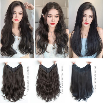 AOSI Part Synthetic Clip In Hair Extension Μακρύ Σγουρό Σγουρό Φυσικό ξανθό Flase Hairpieces για γυναίκες Ανθεκτικά στη θερμότητα