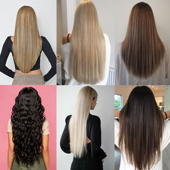 Χωρίς κλιπ σε Halo Hair Extension Συνθετικά Φυσικά Μαλλιά Extension Fish Line Ξανθό One Piece False Hairpiece Fake Hair Piece