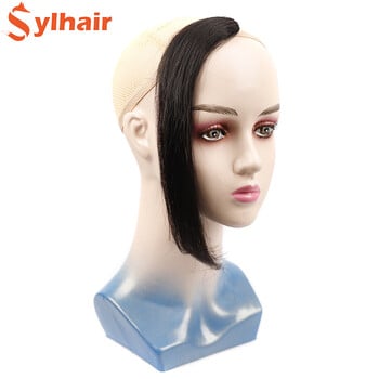 Sylhair 25-35cm Natural Invisible Fase Hair Extensions Clip In The Front Side Bangs for Women with Fake Fringe Hairpiece Bangs