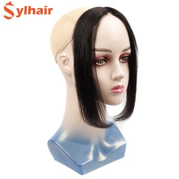 Sylhair 25-35cm Natural Invisible Fase Hair Extensions Clip In The Front Side Bangs for Women with Fake Fringe Hairpiece Bangs