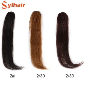 Sylhair 25-35cm Natural Invisible Fase Hair Extensions Clip In The Front Side Bangs for Women with Fake Fringe Hairpiece Bangs