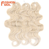 FASHION IDOL Soft Body Wave Crochet Hair 24 Inch 3PCS Синтетична коса Плитки Конска опашка Фалшива коса вълниста омбре руса коса Extensions