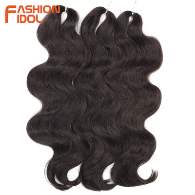 FASHION IDOL Soft Body Wave Crochet Hair 24 Inch 3PCS Синтетична коса Плитки Конска опашка Фалшива коса вълниста омбре руса коса Extensions