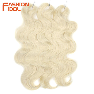 FASHION IDOL Soft Body Wave Crochet Hair 24 Inch 3PCS Синтетична коса Плитки Конска опашка Фалшива коса вълниста омбре руса коса Extensions