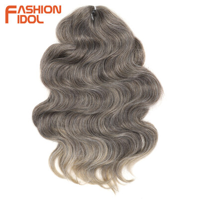 FASHION IDOL Soft Body Wave Crochet Hair 24 Inch 3PCS Синтетична коса Плитки Конска опашка Фалшива коса вълниста омбре руса коса Extensions