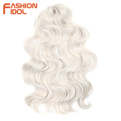 FASHION IDOL Soft Body Wave Crochet Hair 24 Inch 3PCS Синтетична коса Плитки Конска опашка Фалшива коса вълниста омбре руса коса Extensions