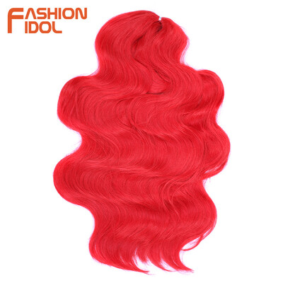 FASHION IDOL Soft Body Wave Crochet Hair 24 Inch 3PCS Синтетична коса Плитки Конска опашка Фалшива коса вълниста омбре руса коса Extensions