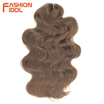 FASHION IDOL Soft Body Wave Crochet Hair 24 Inch 3PCS Синтетична коса Плитки Конска опашка Фалшива коса вълниста омбре руса коса Extensions