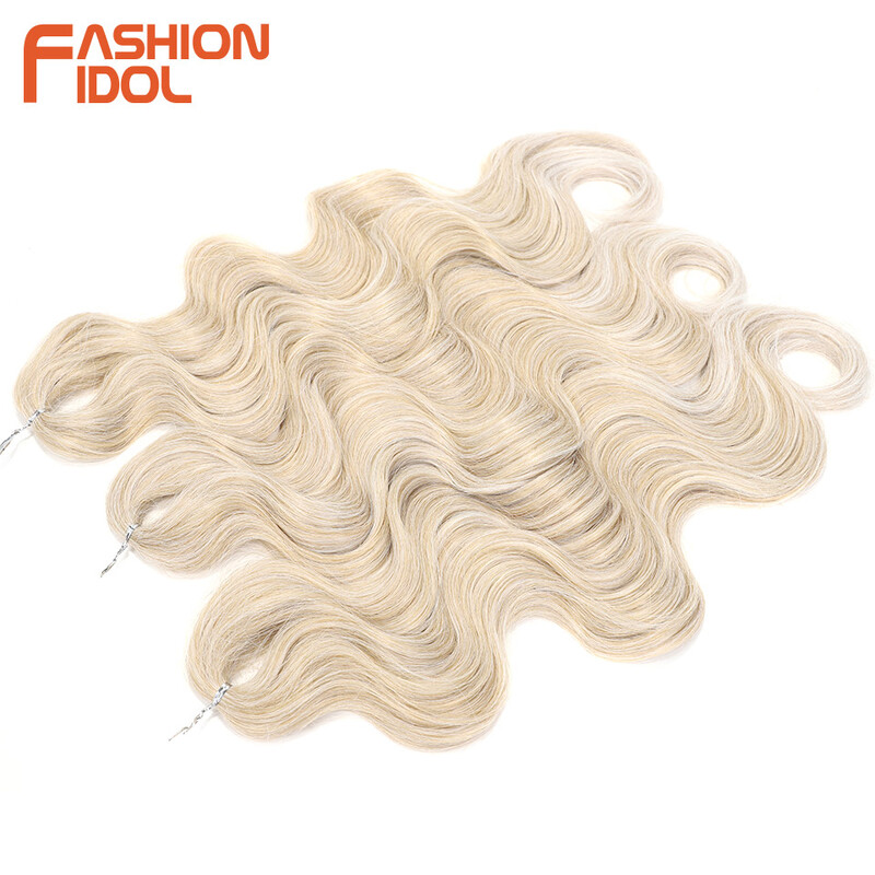 FASHION IDOL Soft Body Wave heegeldatud juuksed 24tollised 3TK sünteetilised juuksepaelad hobusesaba võltsjuuksed lainelised Ombre blondid juuksepikendused