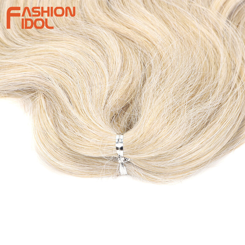 FASHION IDOL Soft Body Wave heegeldatud juuksed 24tollised 3TK sünteetilised juuksepaelad hobusesaba võltsjuuksed lainelised Ombre blondid juuksepikendused