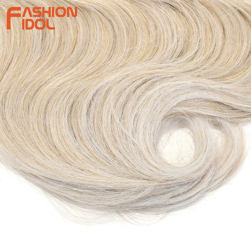 FASHION IDOL Soft Body Wave heegeldatud juuksed 24tollised 3TK sünteetilised juuksepaelad hobusesaba võltsjuuksed lainelised Ombre blondid juuksepikendused