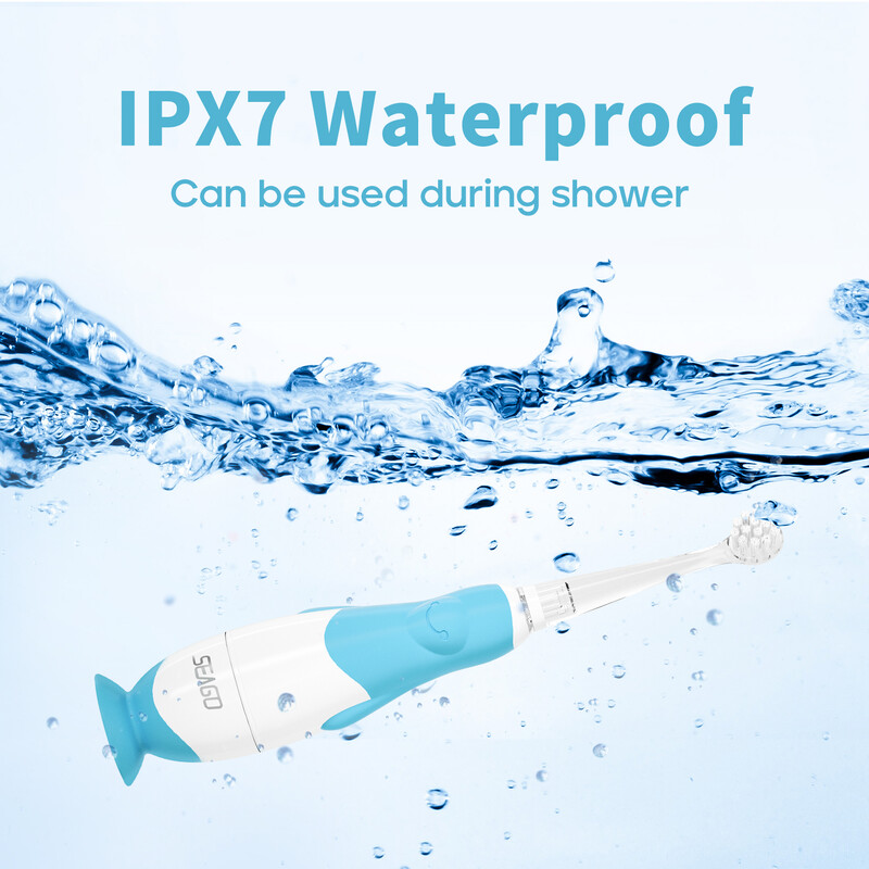 Seago Kids elektriline hambahari Sonic hambahari vaatlusvalgusega vahetatava harjapeaga, lapse multikas nutikas taimeriga veekindel