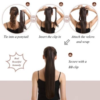 36 ιντσών Extensions Ponytail Long ίσια περιτύλιξη με κλιπ σε συνθετική τρίχα μαύρη κούρεμα Ανθεκτική στη θερμότητα Καθημερινή χρήση Pony Tail