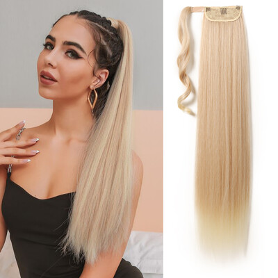 36 inčni nastavci za konjski rep Duga ravna omotana kopča u sintetičkoj kosi Crna frizura otporna na toplinu Svakodnevna uporaba Poni rep